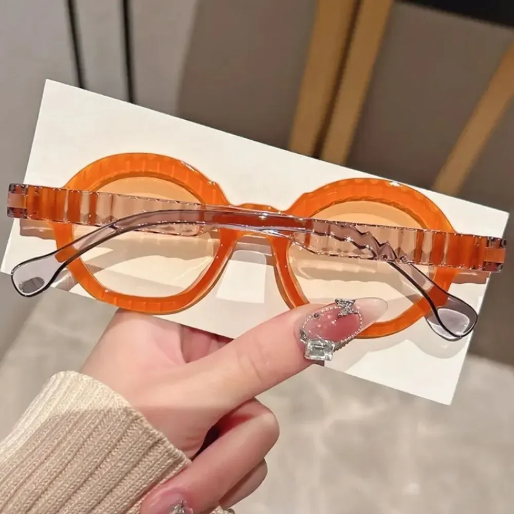 Ladies Bold Orange Round Sunglasses